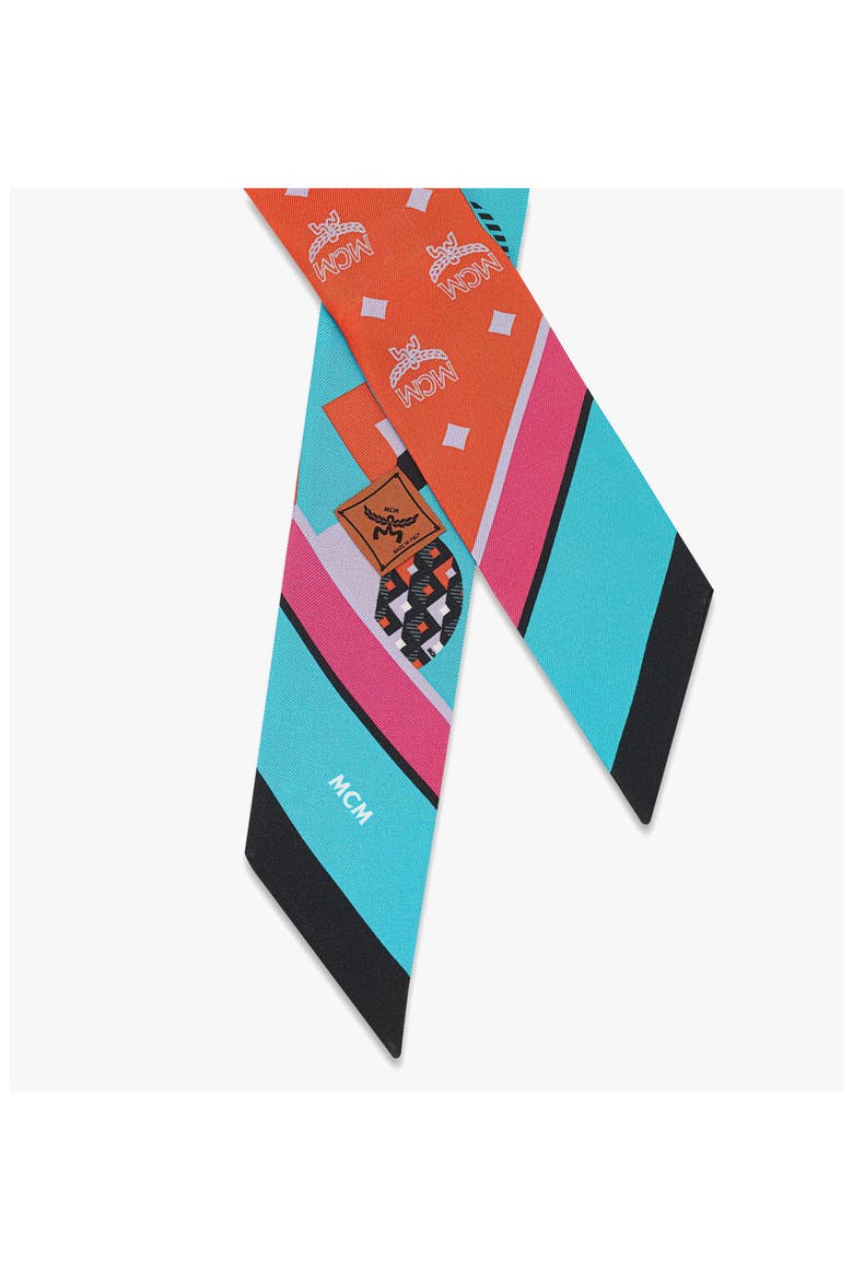 Monogram Print Petite Scarf in Organic Silk, Alternate, color, Orangeade