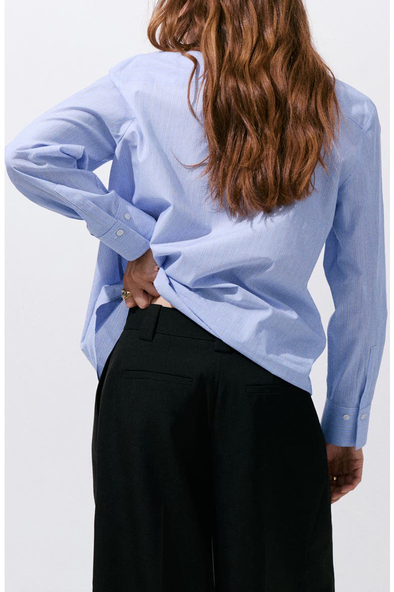 Stripe Cotton Blend Poplin Button-Up Shirt, Alternate, color, SKY BLUE