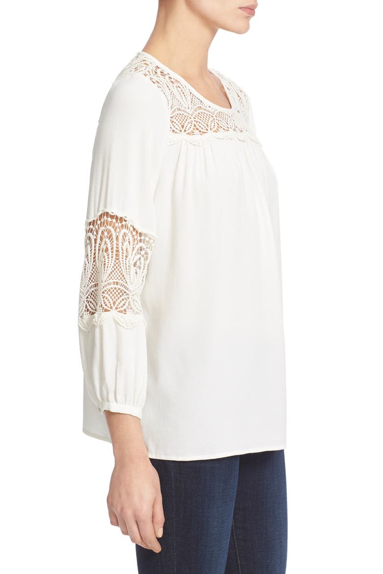 'Coastal' Lace Inset Blouse, Alternate, color, PORCELAIN