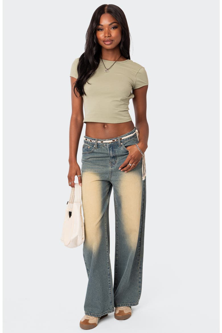 Bambi Open Back Crop T-Shirt, Alternate, color, GREEN