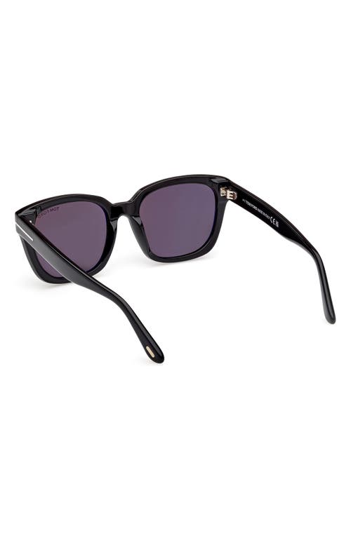 Tom Ford Haylay Acetate Rectangle Sunglasses In Shiny Black Eco/smoke Lenses