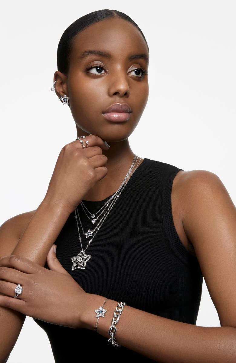 Swarovski Stilla Cocktail Ring, Alternate, color, White/ Silver