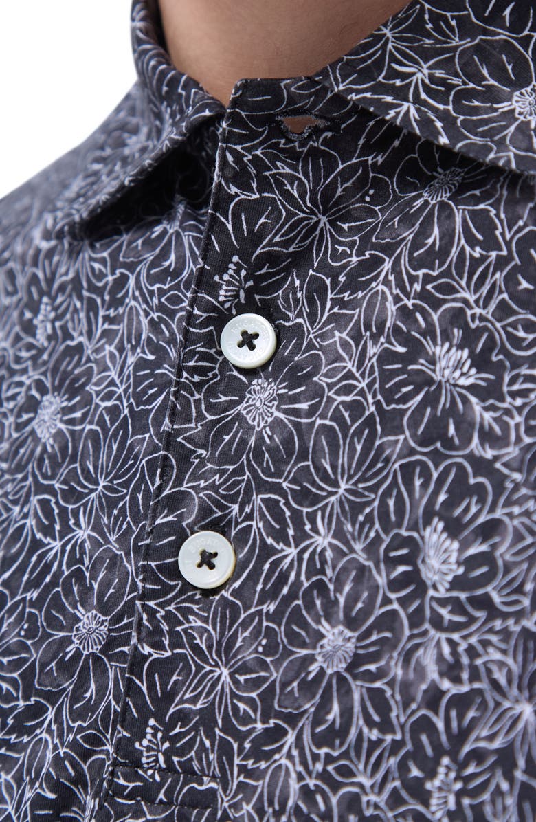 Bugatchi Victor OoohCotton<sup>®</sup> Floral Polo, Alternate, color, Black