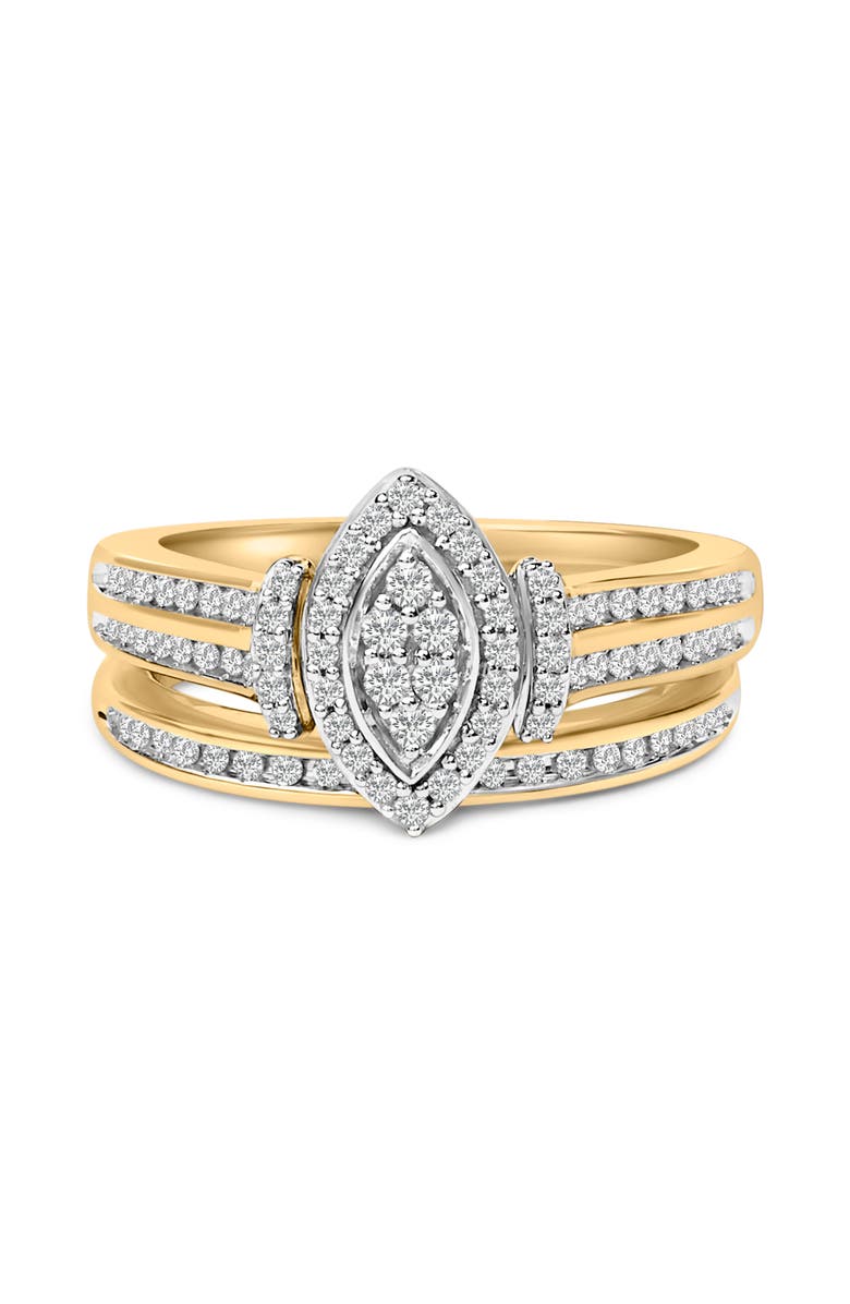 Haus of Brilliance 14K Yellow Gold Plated Sterling Silver 1/2 Cttw Marquise Cluster Diamond Bridal Set, Main, color, Yellow Gold Over Silver