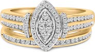 Haus of Brilliance 14K Yellow Gold Plated Sterling Silver 1/2 Cttw Marquise Cluster Diamond Bridal Set