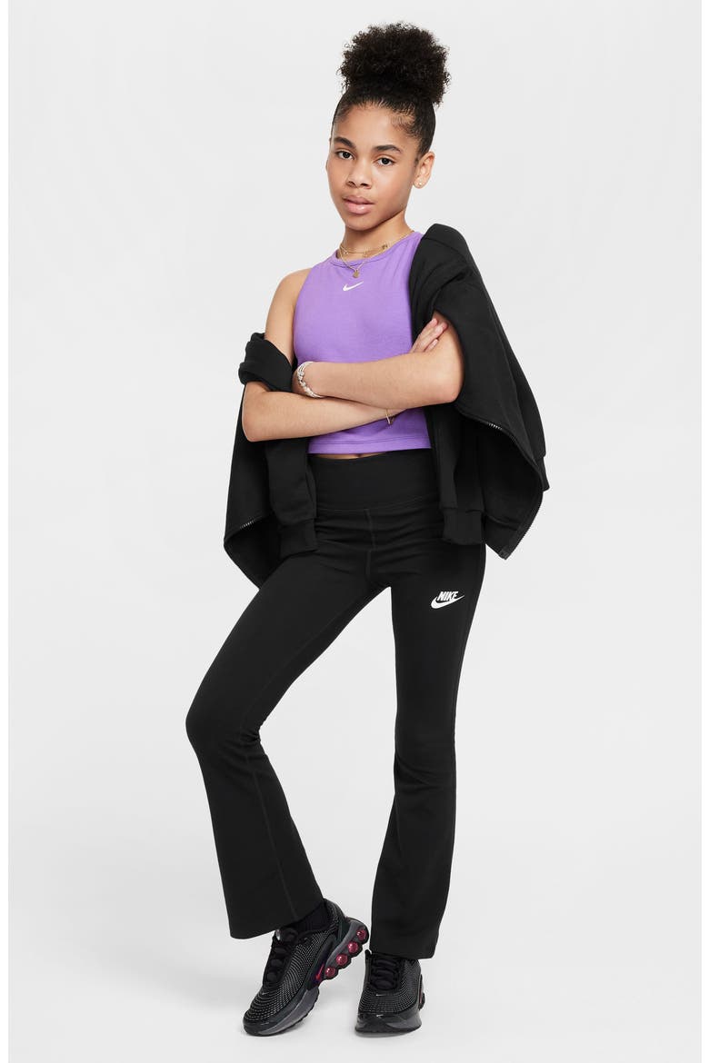 Kids' Sportswear High Waist Flare Leggings, Alternate, color, BLACK/ WHITE