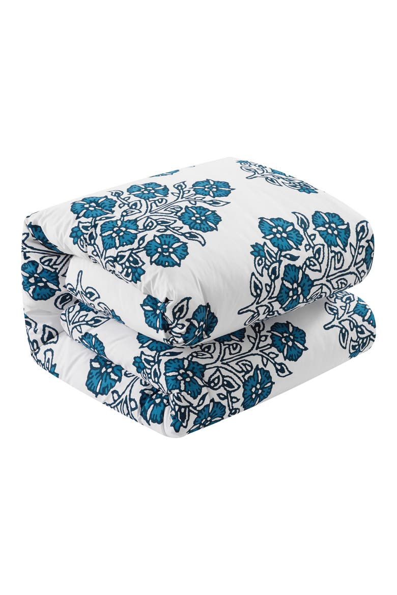 Yasmeen Large Scale Floral Medallion Duvet Set, Alternate, color, BLUE