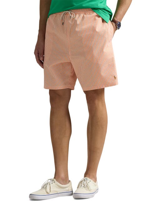 Polo Ralph Lauren Orange & White Traveler Swim Shorts In Classic Peach