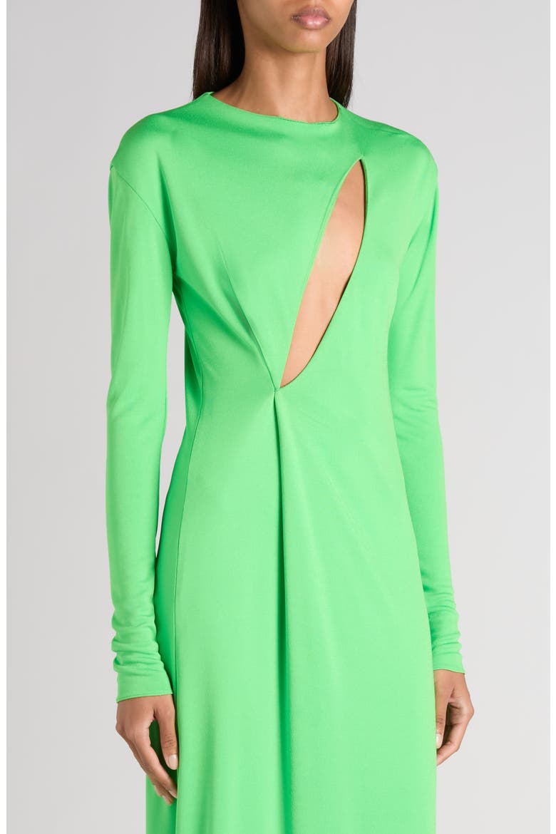Slash Cutout Long Sleeve Fluid Jersey Gown, Alternate, color, GREEN CLOVER