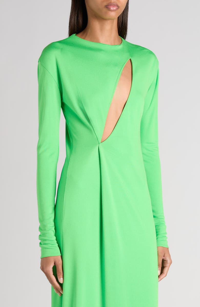 TOM FORD Slash Cutout Long Sleeve Fluid Jersey Gown, Alternate, color, Green Clover