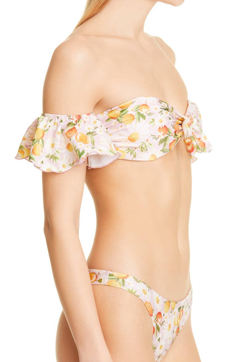 Tangerine Dream Flutter Sleeve Bikini Top, Alternate, color, TANGERINE DREAM