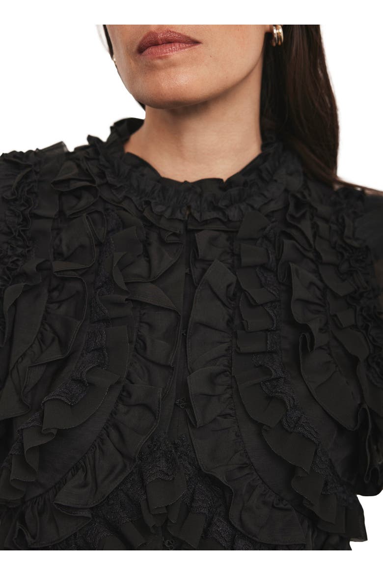 Ruffle Detail Blouse, Alternate, color, Black