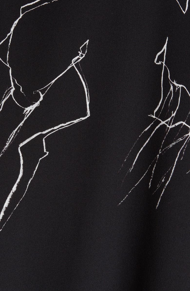 McQueen Alexander McQueen Dancing Girls Asymmetrical Silk Crêpe de Chine Midi Dress, Alternate, color, 