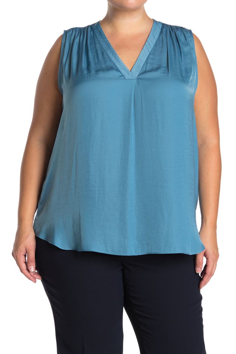 V-Neck Rumple Blouse, Main, color, RAPTURE BLUE