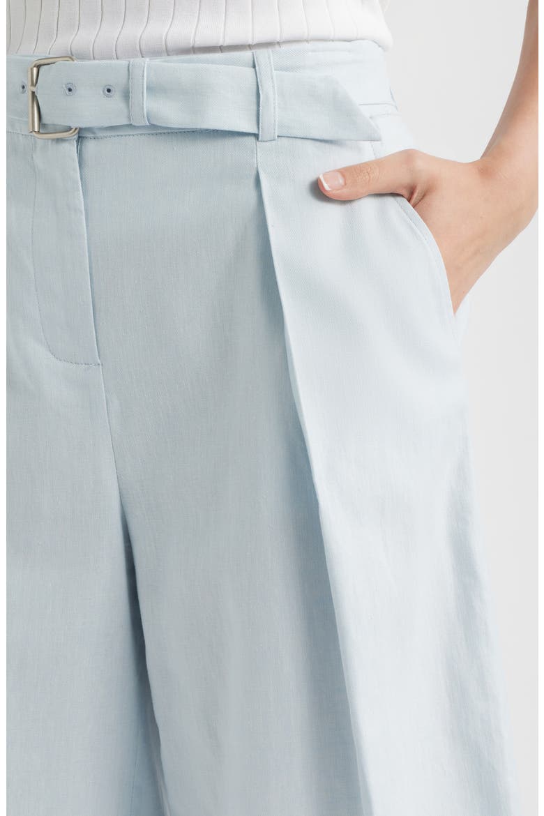 Belted Pleated Longer Length Shorts, Alternate, color, AIRY BLUE
