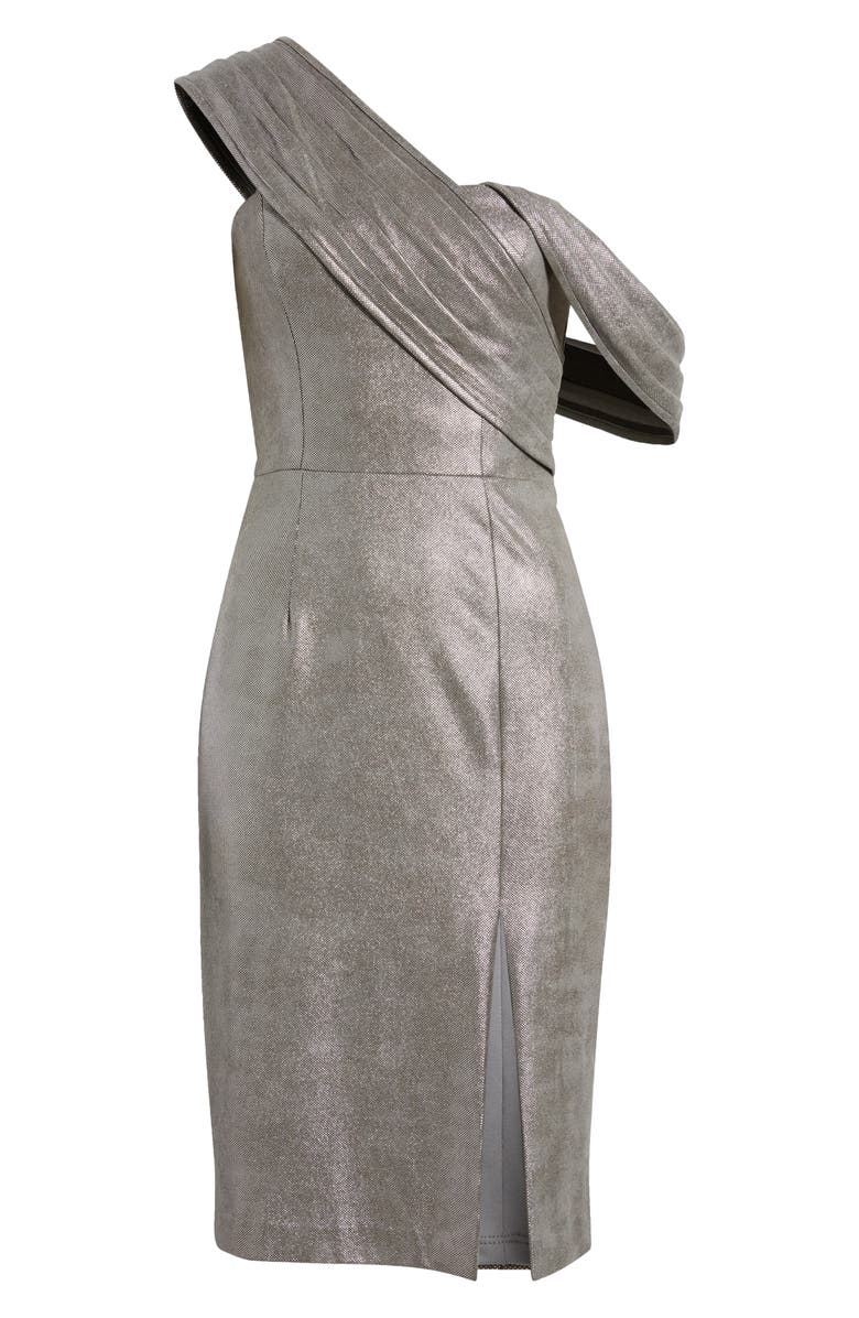 Black Halo Evelina Metallic Off the Shoulder Sheath Dress, Alternate, color, 