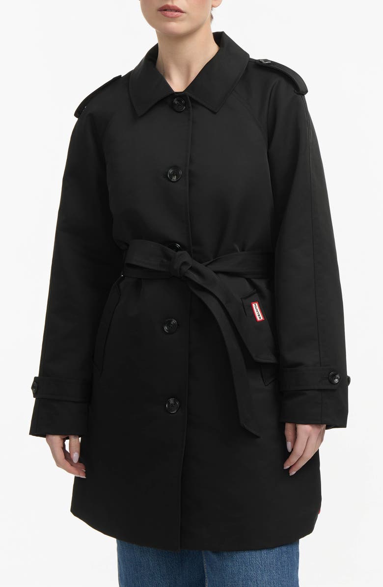 Hunter Stacy Water Resistant Gabardine Trench Coat, Main, color, Black