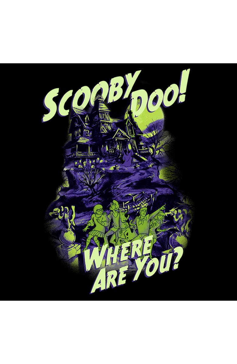 Scooby Doo Men's Scooby Doo Haunted House  Graphic T-Shirt, Alternate, color, Black