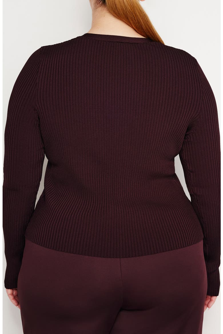Shine Rib Cardigan, Alternate, color, MALBEC003