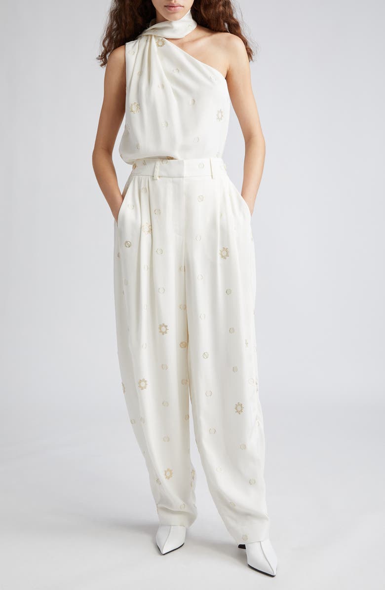 Stella McCartney Foil Dot Banana Leg Trousers, Alternate, color, 