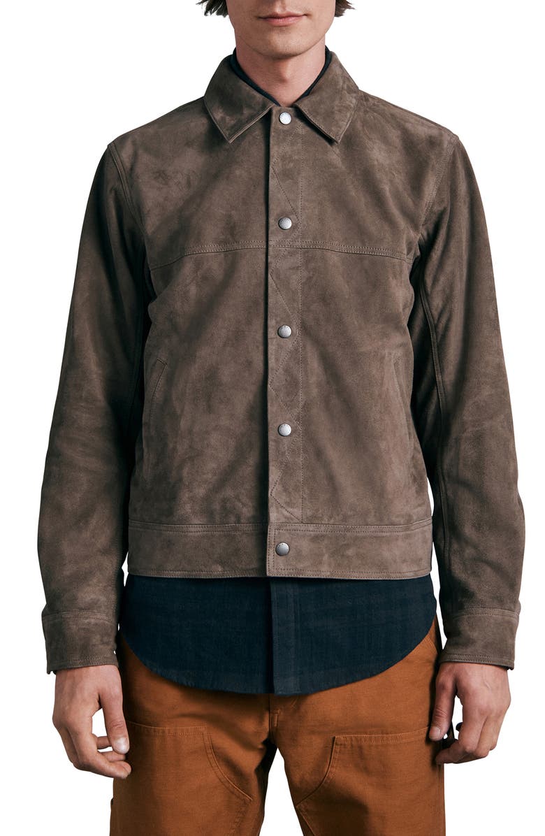 rag & bone Owen Suede Trucker Jacket, Main, color, 