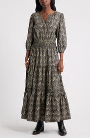 Treasure & Bond Printed Tiered Cotton Maxi Dress