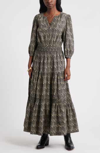 Treasure & Bond Printed Tiered Cotton Maxi Dress