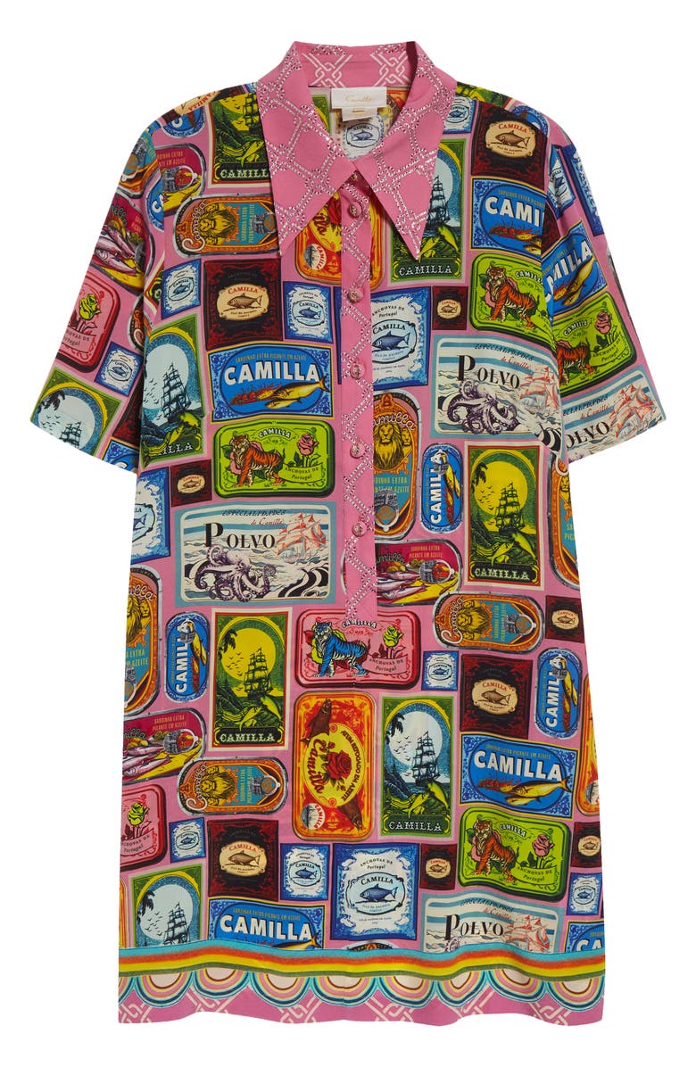 Camilla Salty Splendor Crystal Embellished Silk Shirtdress, Alternate, color,