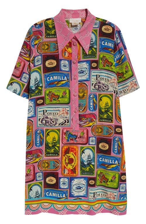 Camilla Salty Splendor Crystal Embellished Silk Shirtdress In Salty Splendour