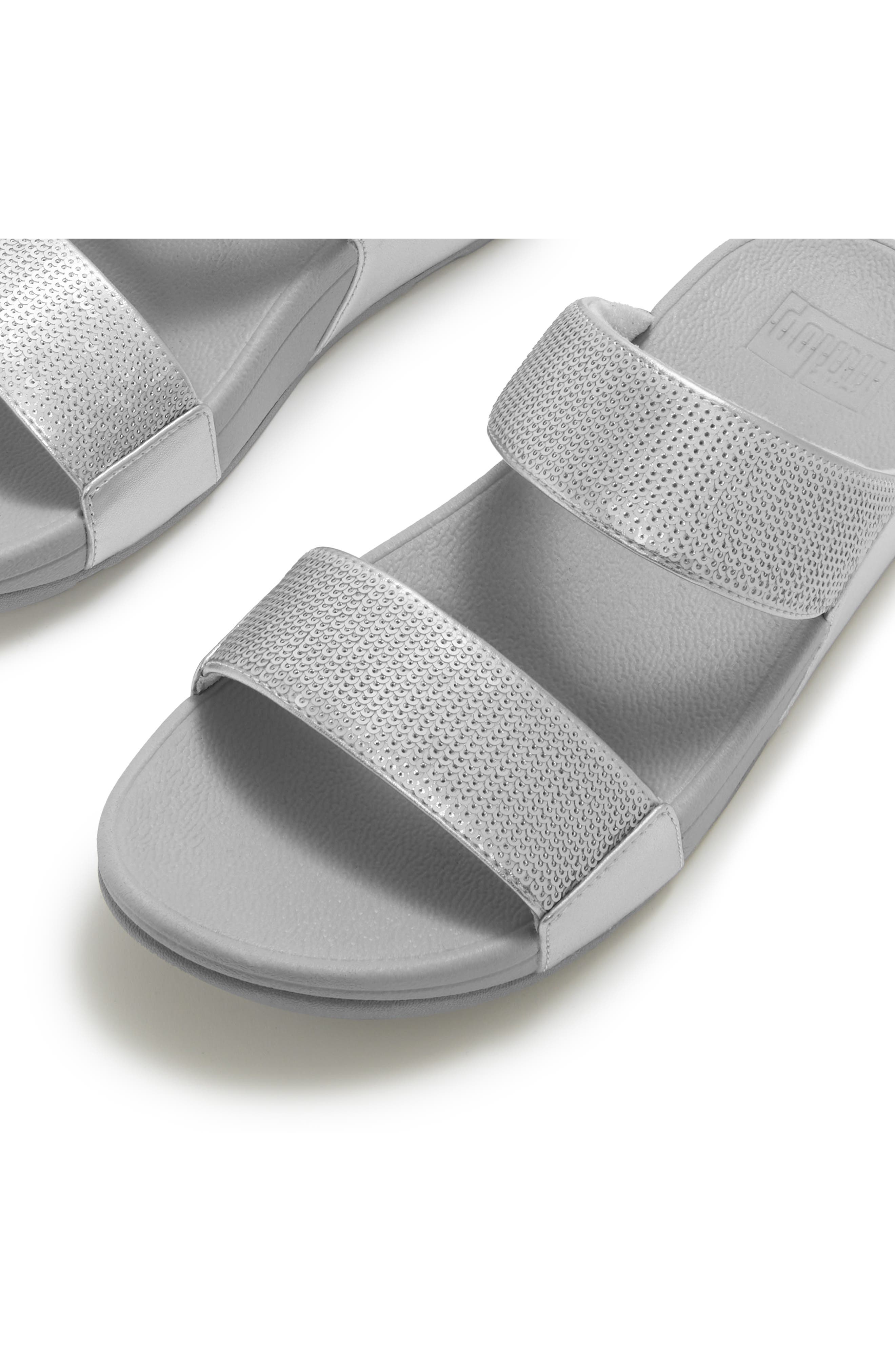 Lulu Sequin Slide Sandal, Alternate, color, SILVER