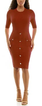 Nina Leonard Body-Con Sweater Dress