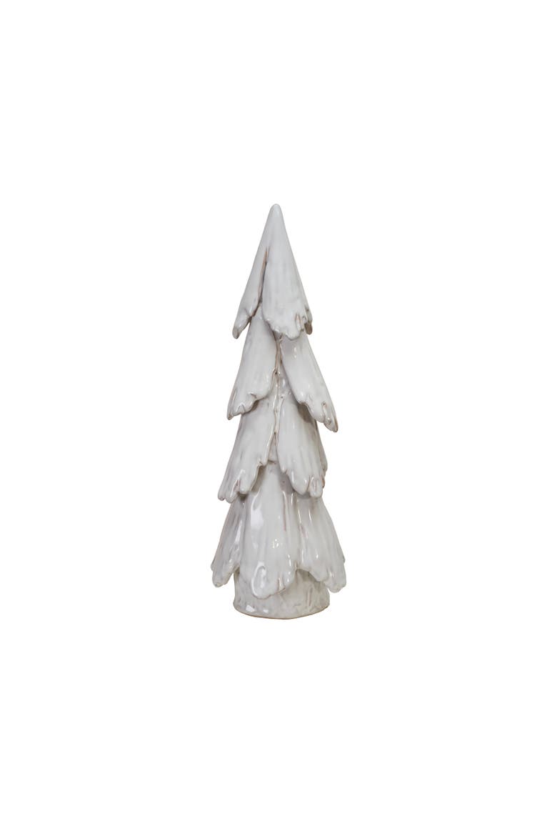 Large Handmade Stoneware Tree in Reactive Glaze, White, Main, color, White