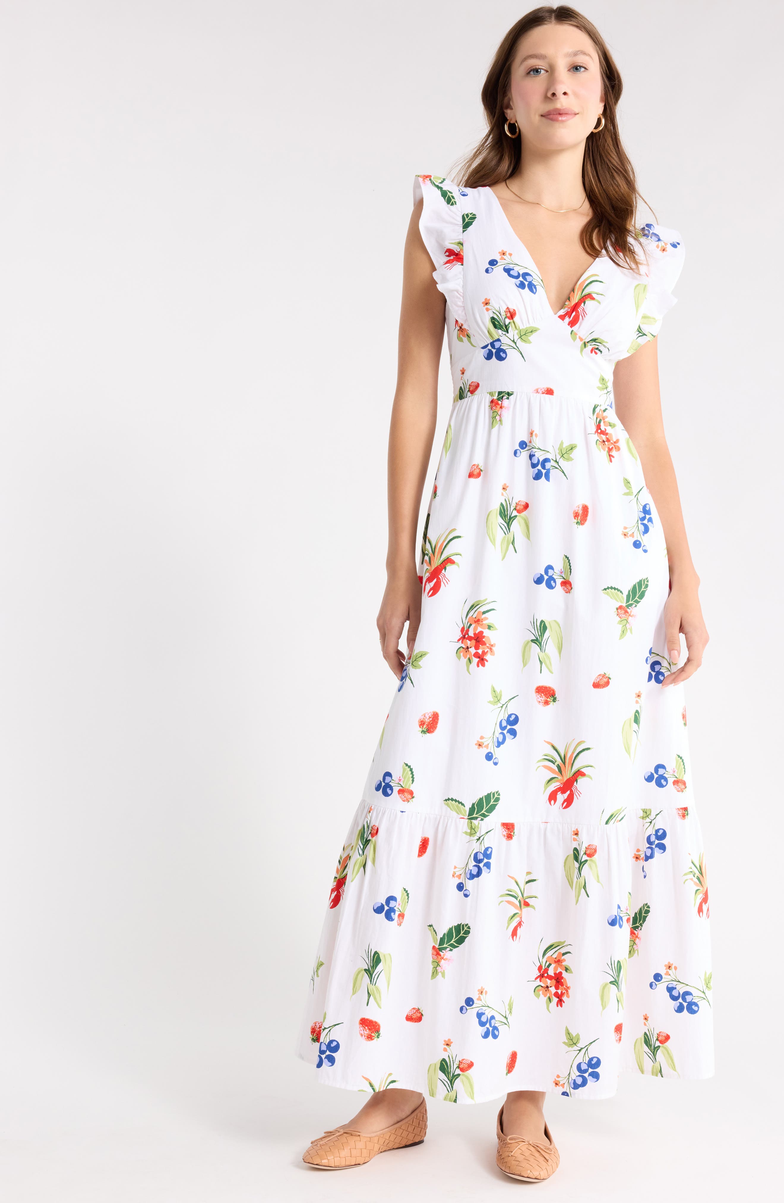 1901 V-Neck Ruffle Maxi Dress