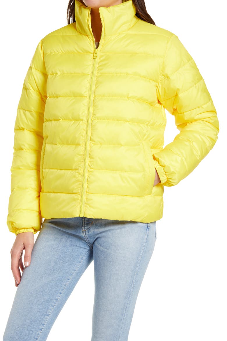 Zip Puffer Coat, Alternate, color, YELLOW BUTTER