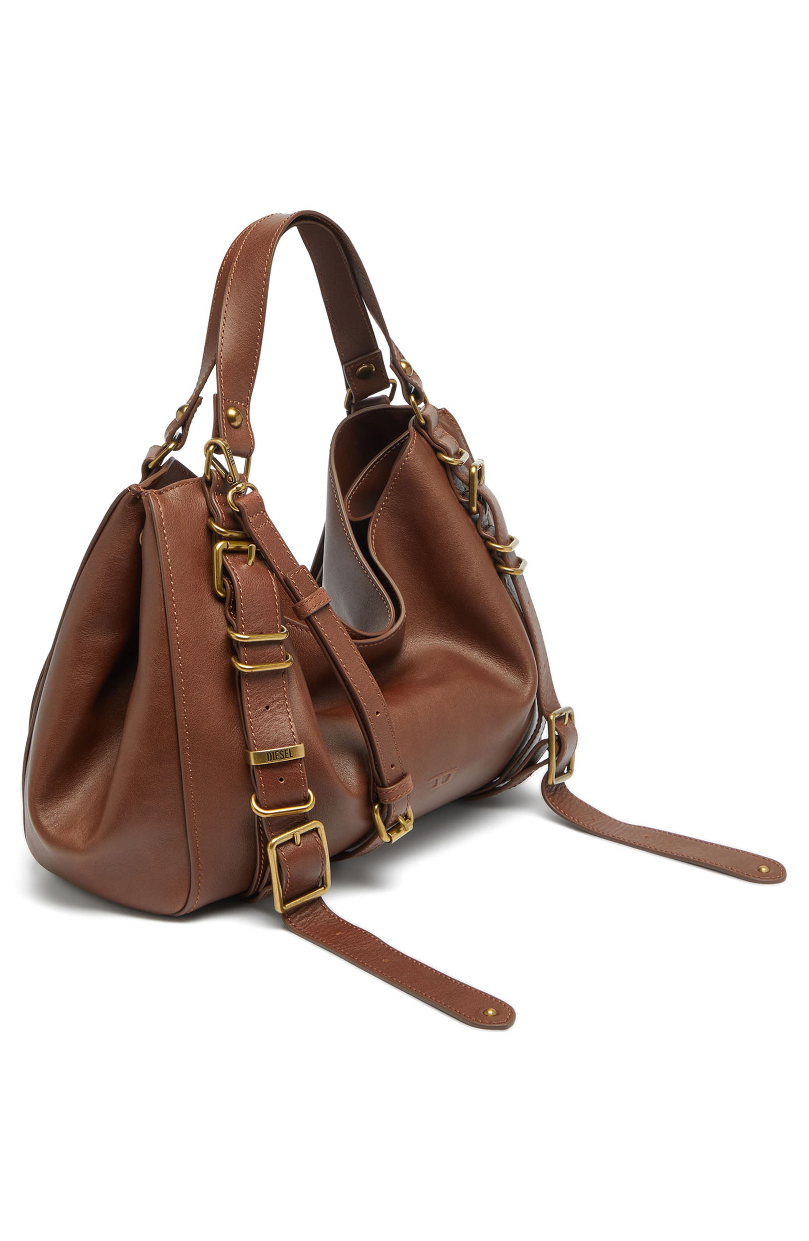 D-One Leather Top Handle Bag, Alternate, color, BROWN
