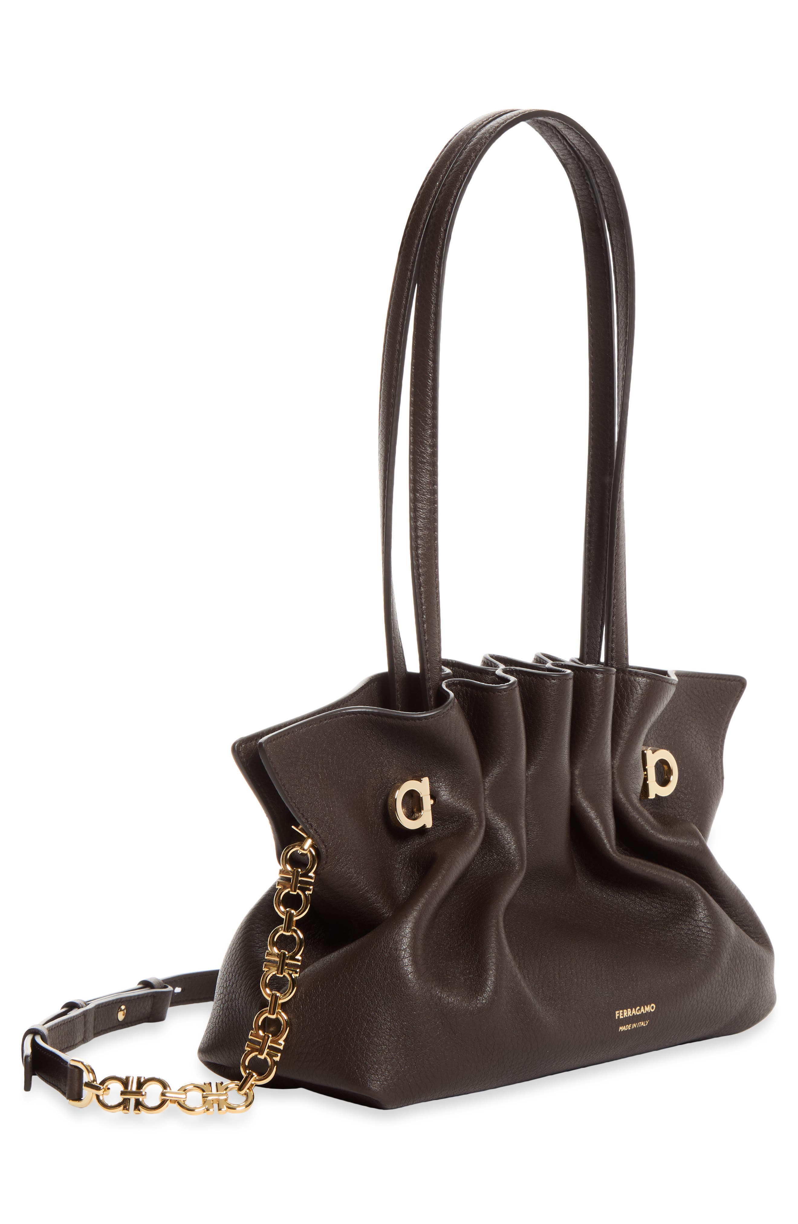 Soft Small Leather Shoulder Bag, Alternate, color, TESTA DI MORO