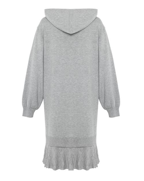 Theo The Label Women's Grey Nomia Pleated Hem Hoodie Dress In Heather Grey