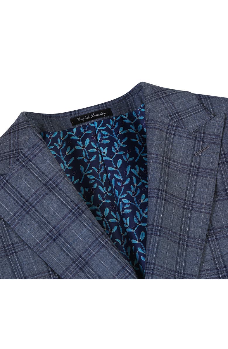 English Laundry Plaid Trim Fit Wool Blend Two-Piece Suit, Alternate, color, Gray