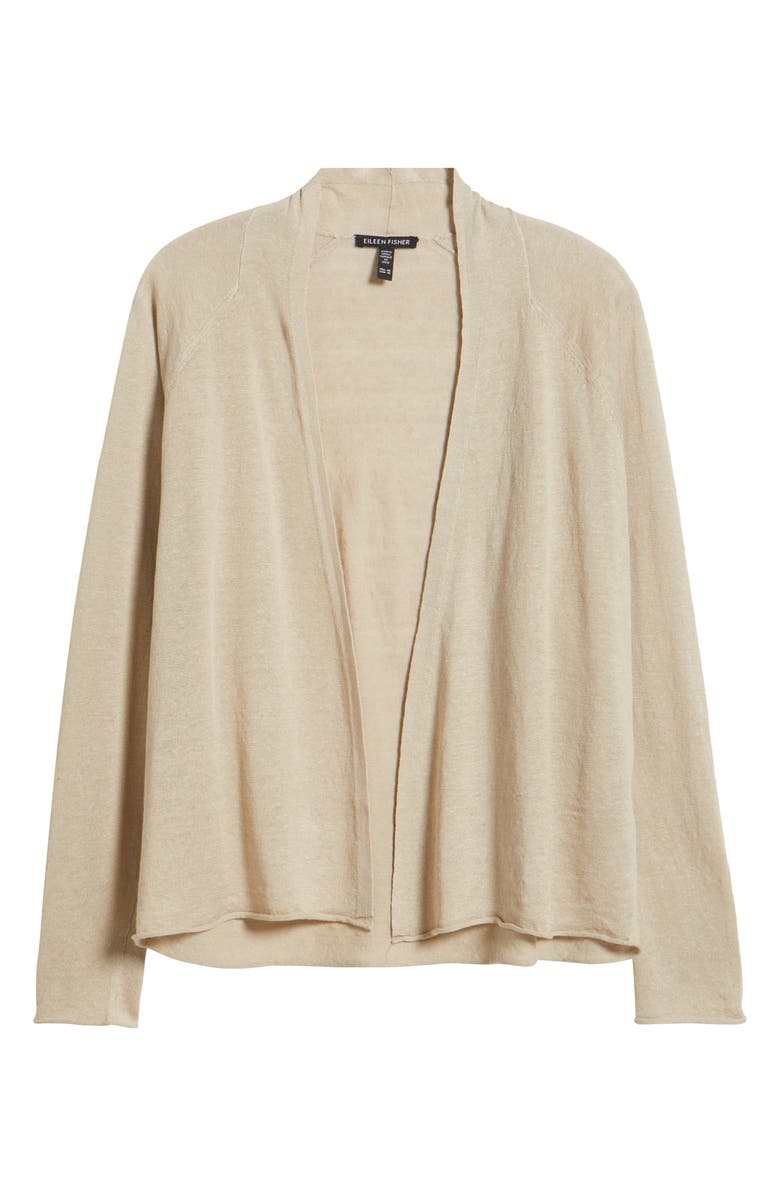 Eileen Fisher Organic Linen & Organic Cotton Open Front Cardigan, Alternate, color, Undyed Natural