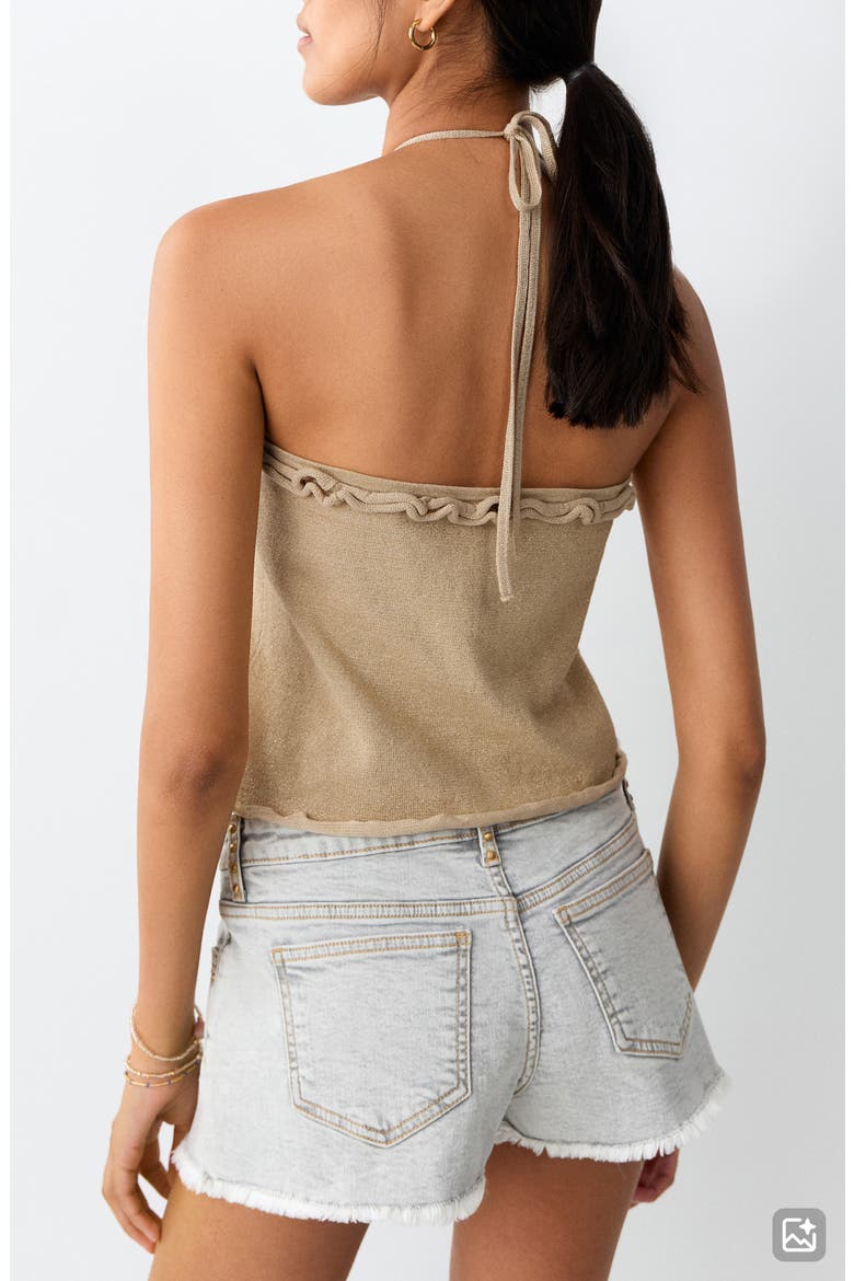 Bows Knit Halter Top, Alternate, color, GOLD