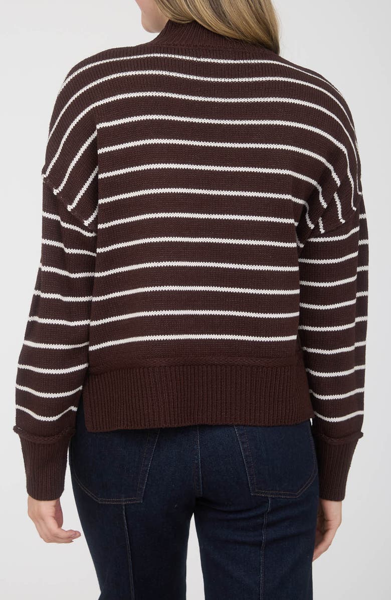 Blu Pepper Stripe Mock Neck Sweater, Alternate, color, Brown