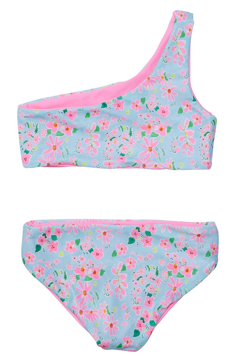 Snapper Rock Kids' Daisy Chain Reversible Two-Piece Swimsuit, Alternate, color, Blue