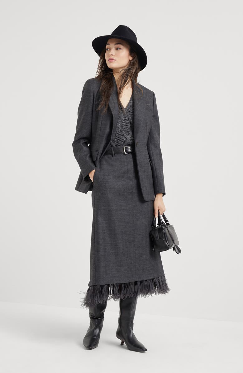 Brunello Cucinelli Precious Argyle Embroidery T-shirt, Alternate, color, 