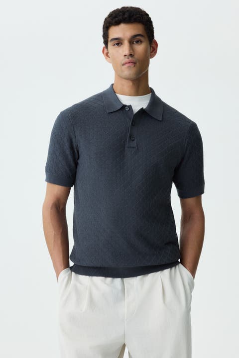 Slim-fit Textured-knit Polo Shirt