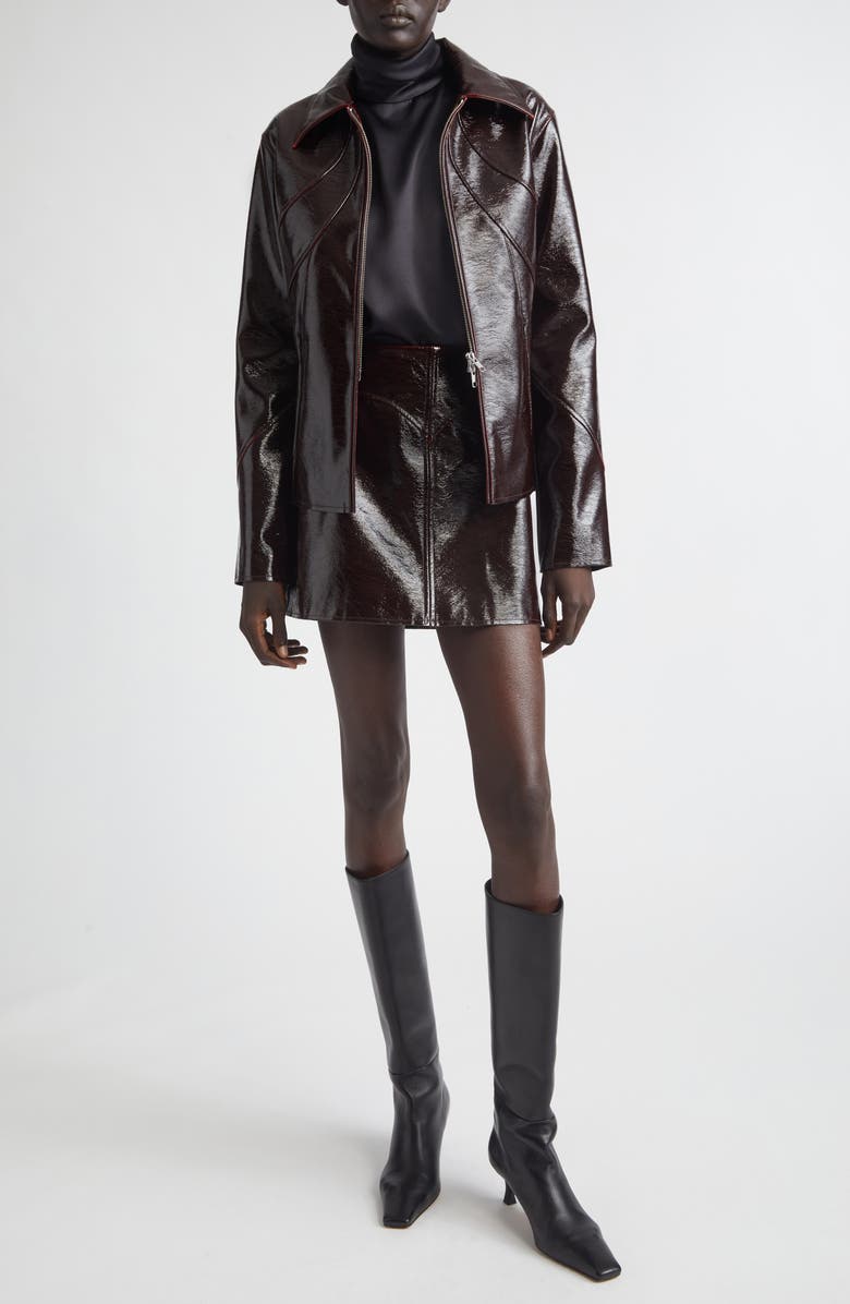 Stand Studio Filipa Glossed Zip Jacket, Alternate, color, Dark Plum