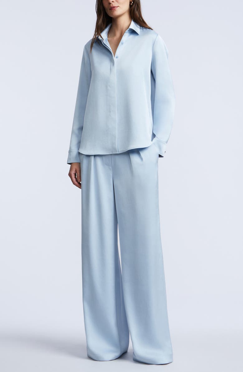 BCBGMAXAZRIA Relaxed Tailored Wide Leg Pants, Alternate, color, Skyway