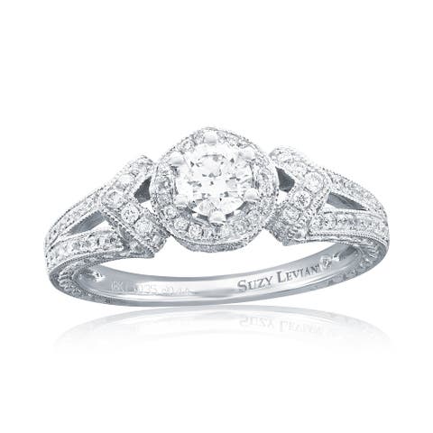 18K White Gold 0.35ct GIA-Certified Diamond & 0.44cttw Diamond Ring