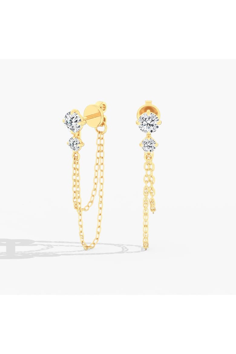 Starlight Two Stone Lab Diamond Chain Earrings in 14K Gold, Main, color, 1.00 CTW