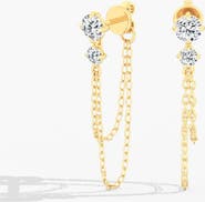 Everlee Starlight Two Stone Lab Diamond Chain Earrings in 14K Gold