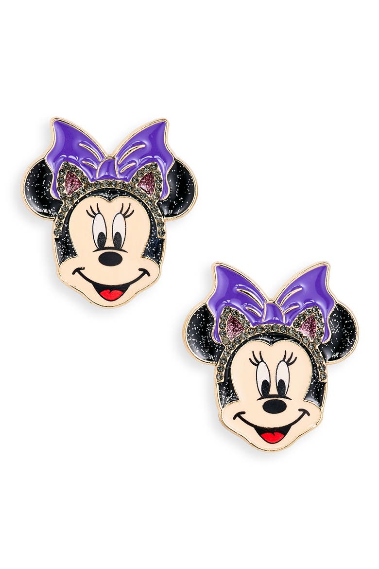 x Disney Minnie Mouse Cat Costume Stud Earrings, Main, color, BLACK
